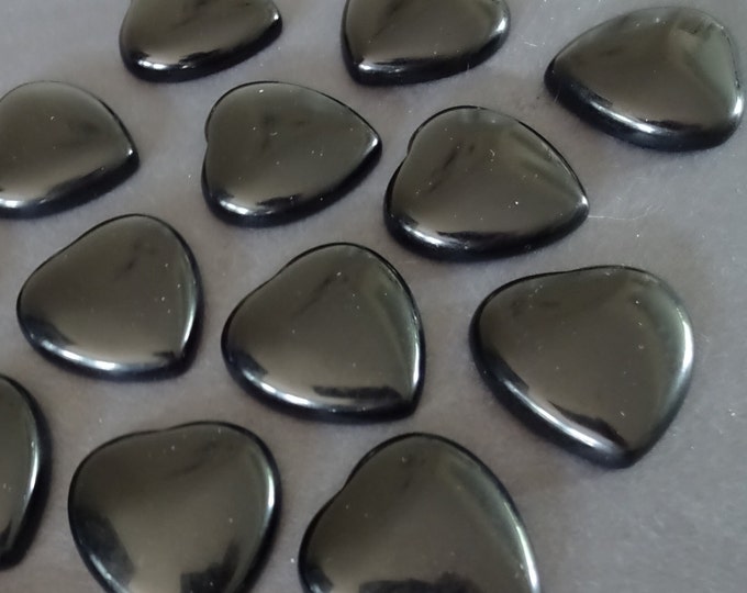 29-30mm Natural Black Obsidian Heart Cabochon, Gemstone Cabochon, Polished Gem, Heart Gemstone, Obsidian Crystal, Wire Wrapping Stone