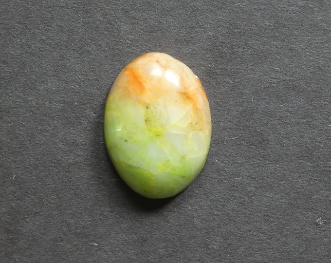 30x22x7.5mm Natural Calcite Cabochon, Gemstone Cabochon, Green and Orange, Dyed, One of a Kind, Only One Available, Multicolor Calcite Stone