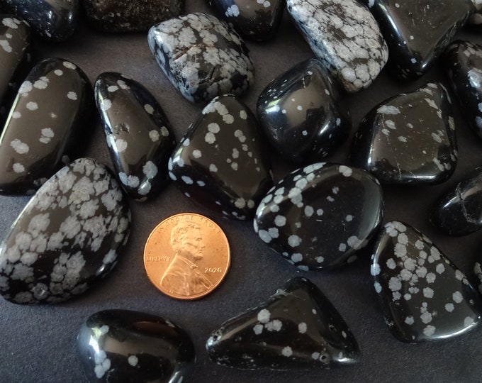 5 PACK Natural Snowflake Obsidian Stones, 16-30mm, Undrilled, Polished, No Holes, Lot Of Nuggets, Snowflake Obsidian Nugget, Decorative Gem