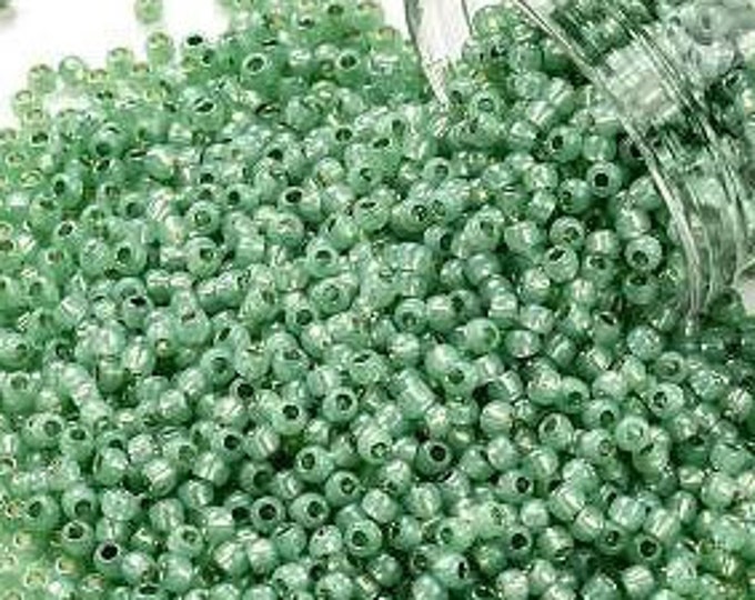 11/0 Toho Seed Beads, Silver Lined Lime (2103), 10 grams, About 1103 Round Seed Beads, 2.2mm with .8mm Hole, Silver Lined Finish