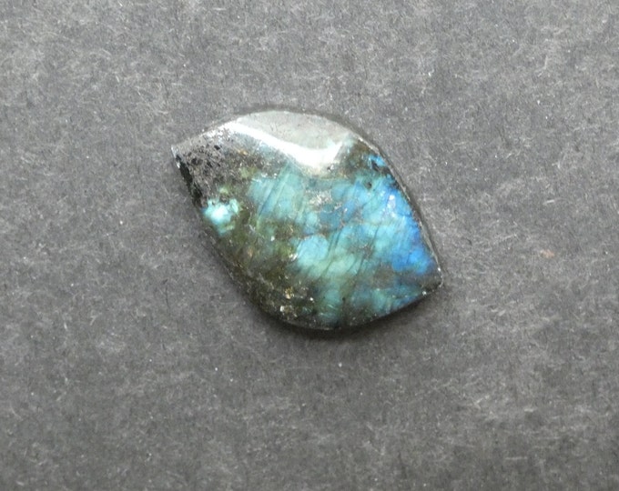 30x20mm Natural Labradorite Cabochon, Gemstone Cabochon, One of a Kind, Gray, Labradorite Leaf Cab, Only One Available, Opalescent Stone