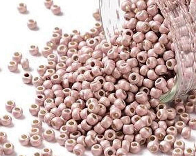 11/0 Toho Seed Beads, PermaFinish Subtle Pink Metallic Matte (PF552F), 10 grams, About 1110 Round Seed Beads, 2.2mm & .8mm Hole, PermaFinish