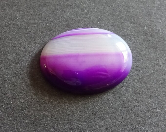 30x22x8.5mm Natural Striped Agate Cabochon, Large Oval, Purple, One Of A Kind, As Seen In Image, Only One Available, Striped Agate Cabochon