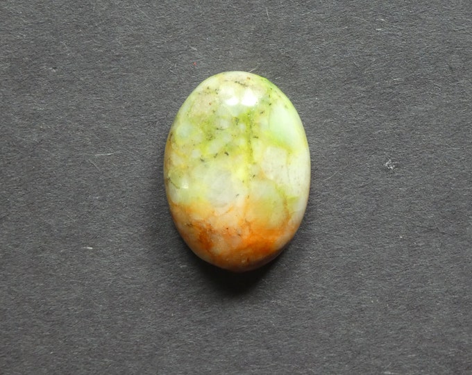 30x22x7.5mm Natural Calcite Cabochon, Gemstone Cabochon, Green and Orange, Dyed, One of a Kind, Only One Available, Multicolor Calcite Stone