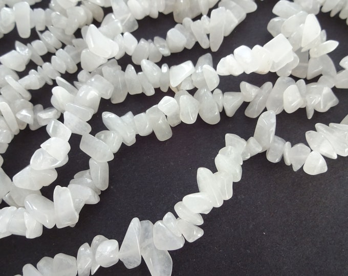 35 Inch 6-20mm Natural White Jade Bead Strand, About 209 Jade Nugget Beads, Drilled Jade Chip, Semi Transparent White Pebble, Jade Stone