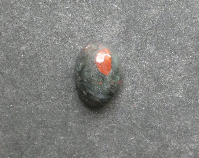 18x14mm Natural Dragon Blood Stone, Gemstone Cabochon, One of a Kind, Oval, Natural Jasper Cabochon, Only One Available Green & Red, Unique