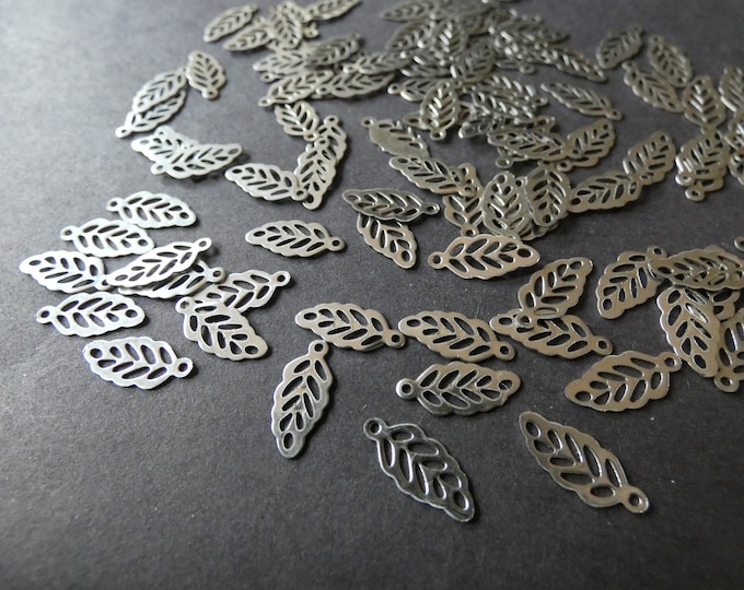 13mm 304 Stainless Steel Leaf Charms, Leaves Pendants, Classic Silver Color, Lightweight, Silver Leaf, 1mm Hole, Tiny Leaf Nature Pendant