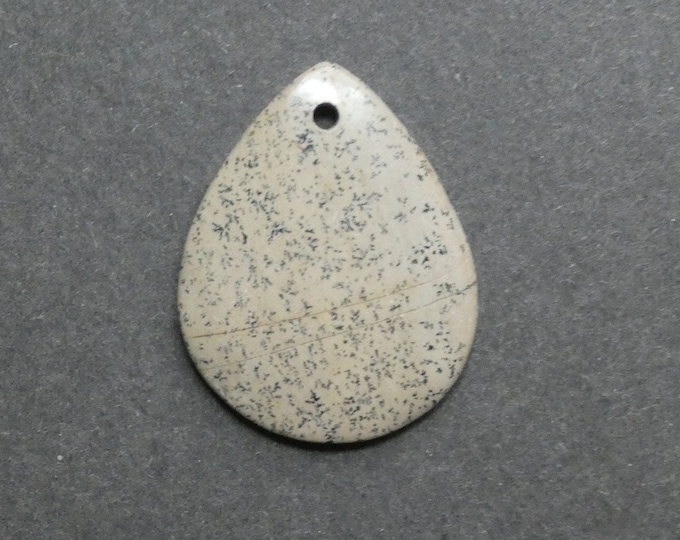 47x37mm Natural Dendritic Jasper Pendant, Large Teardrop, Gray, One Of A Kind, As Seen In Image, Only One Available,Dendritic Jasper Pendant