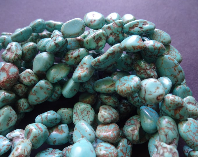 5-12mm Natural Dyed Howlite Bead Strand, About 40 Beads, Nugget Bead, Blue Mineral Chunk Beads, Drilled Howlite Strand, Imitation Turquoise