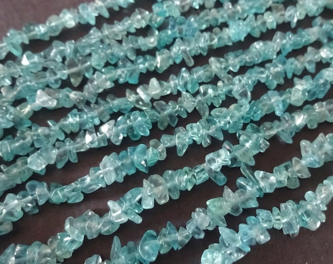 16 Inch 3-5mm Natural Apatite Chip Beads, About 75 Beads, Natural Stone, Sky Blue Crystal, Nugget Bead, Gemstone Mineral, Semi Transparent