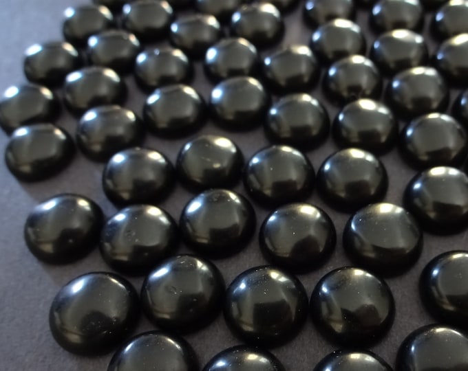 10x3mm Natural Obsidian Cabochon, Round Cabochon, Polished Gem, Natural Stone, Dome Gemstone Focal, Classic Solid Black Color, Button