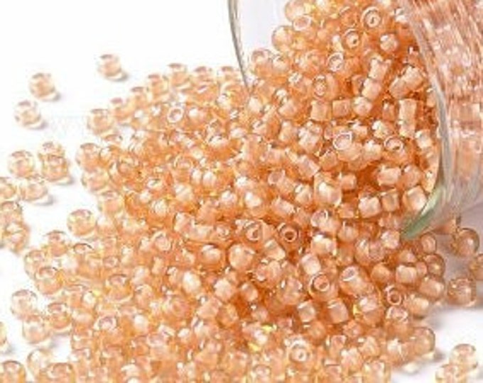 11/0 Toho Seed Beads, Light Topaz Peach Lined (301), 10 grams, About 1110 Round Seed Beads, 2.2mm with .8mm Hole, Inside Color Finish