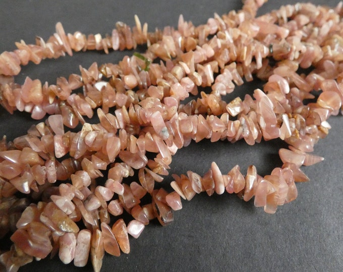 15-16 Inch 4-7mm Natural Rhodochrosite Chip Beads, About 220 Beads, Polished, Coral Pink Stone, Gemstone Spacer Bead, Small Drilled Gems