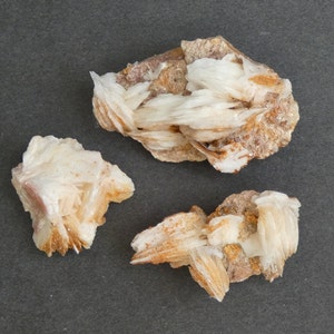 33-59mm 3 PACK Natural Barite with Vanadinite Cluster, One of a Kind 3 Pack, As Pictured Bladed Barite Cluster, Barite with Vanadinite