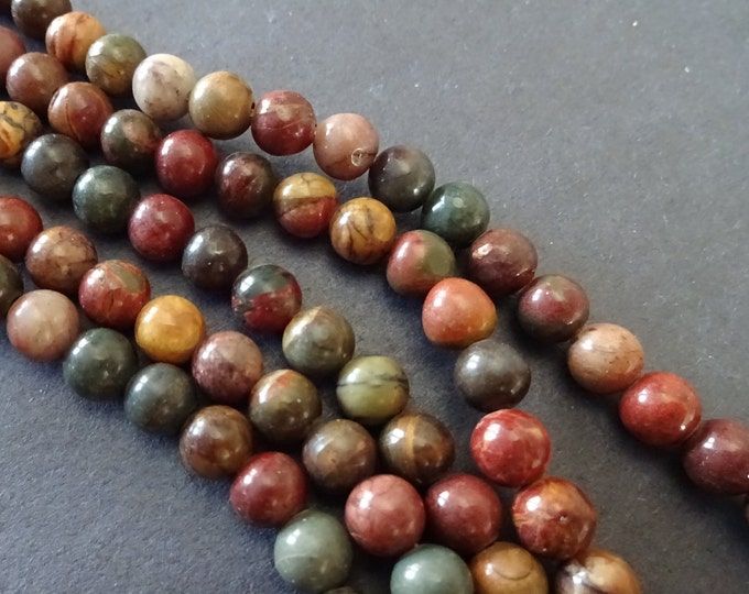 6-6.5mm Natural Picasso Jasper Bead Strand, Picasso Stone Beads, 15 Inch Strand Of About 60 Ball Beads, Jasper Beads, Natural Gemstone