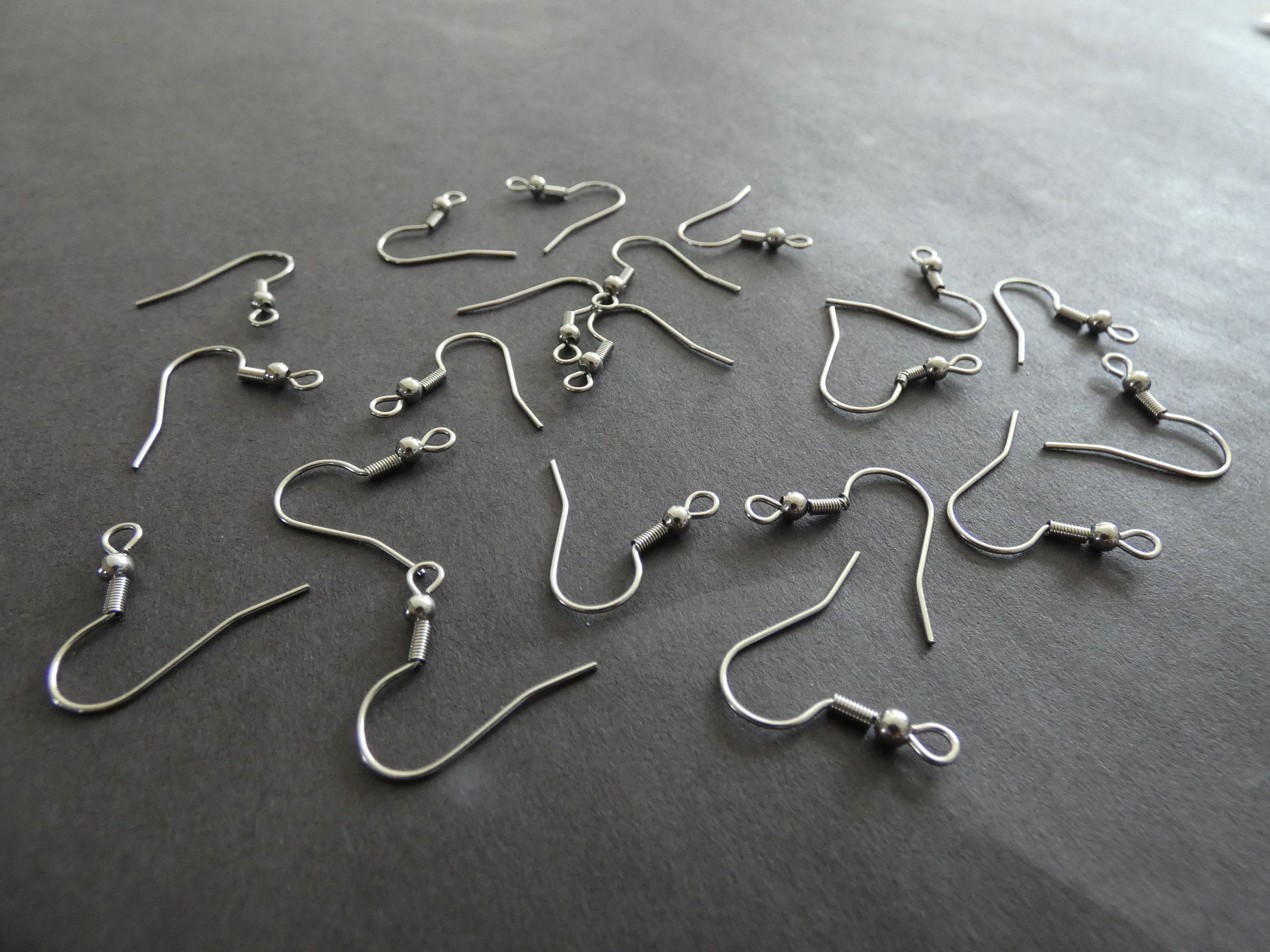 20 PIECE PACK 20.5mm 304 Stainless Steel Earring Hooks, Fishhook Earrings,  .8mm Pin, Silver Color, Earring Making, Basic Ear Hook With Ball