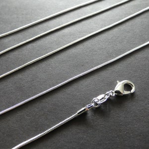 Brass 18 Inch Snake Chain Necklace With Clasp, 1mm Wide Chain, Silver Color, Snake Necklace, Cut To Size, Ready To Wear, Silver Snake Chain