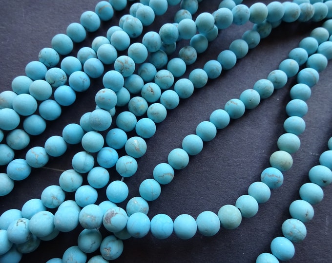 15.5 Inch 6mm Synthetic Howlite Ball Bead, Dyed, About 67 Gemstone Beads, Frosted, Unfinished, Turquoise Color, Howlite Beads