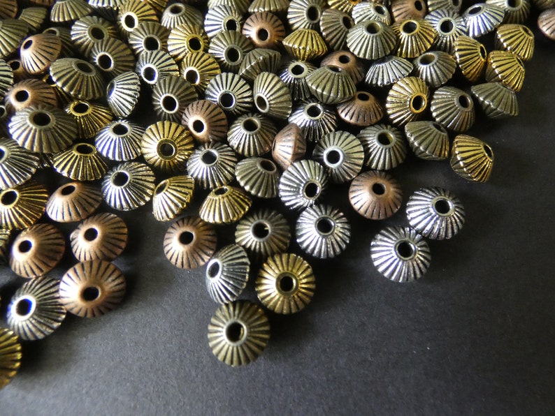 5 Color Mixed Lot Variety 1mm Holes European Style Beads Small Bicone Metallic Metal Spacers 100 Pack 8mm Bicone Tibetan Silver Beads