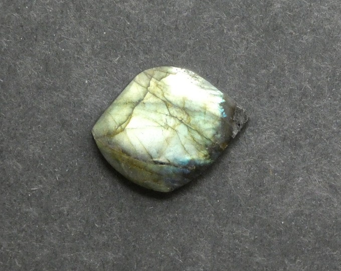 30x23mm Natural Labradorite Cabochon, Gemstone Cabochon, One of a Kind, Gray, Labradorite Leaf Cab, Only One Available, Opalescent Stone