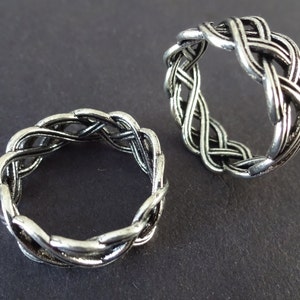 Alloy Metal Interwoven Ring, Infinite Braided Band, Silver Color, US Sizes 5-12, Handcrafted Metal Ring, Unisex Ring, Braided Ring