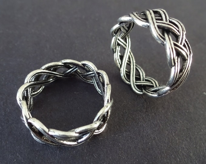 Alloy Metal Interwoven Ring, Infinite Braided Band, Silver Color, US Sizes 5-12, Handcrafted Metal Ring, Unisex Ring, Braided Ring