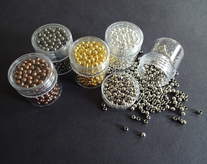 1,350+ Iron Ball Beads, 5 Colors Included, Jewelry Kit, 3.2x3mm, Metal Bead, Metallic Spacers, Round, Bead Kit, With Organizers, Spacer Bead