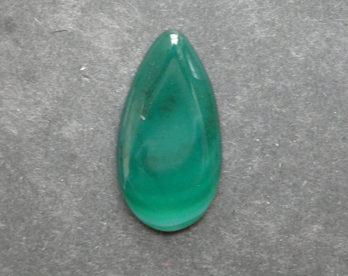 49x24mm Natural Striped Agate Cabochon, Large Teardrop, Green, Dyed, Gemstone Cabochon, Only One Available, Banded Agate Cabochon, Unique