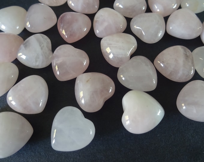 15-15.5mm Natural Rose Quartz Heart Gemstone, No Hole Display, Decoration, Polished Stone, Pink Fidget Stone, Heart Wire Wrapping Stone