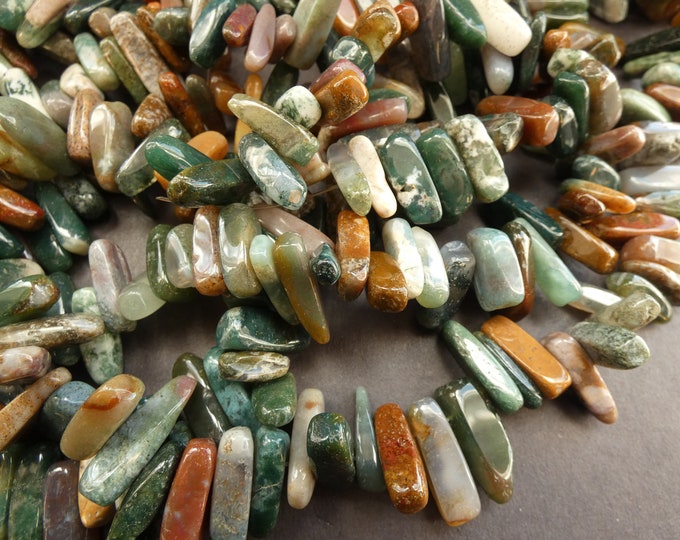 16 Inch 5-22mm Natural Indian Agate Beads, About 100 Gemstone Beads, Brown & Green Agate Chips, Polished Agate Crystal, Drilled 1mm Hole