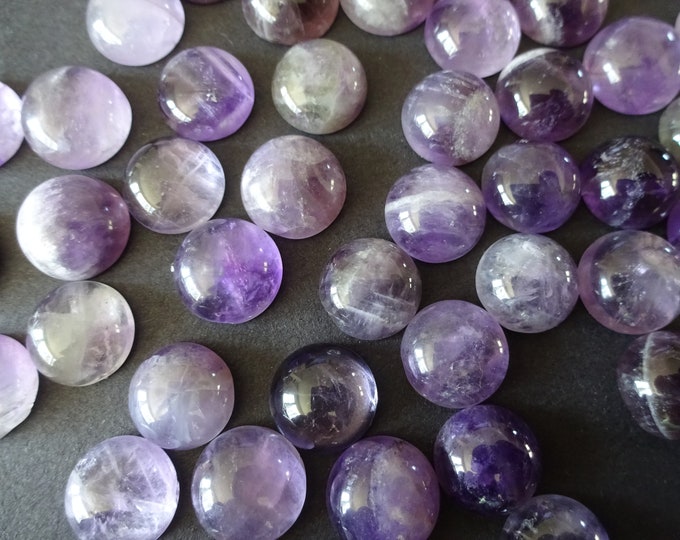 10mm Natural Amethyst Cabochon, Half Round Dome Gemstone Cabochon, Purple Crystal Button Cab, Polished Gem, Purple Amethyst Birthstone,