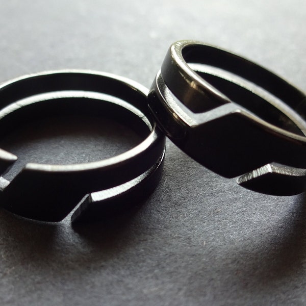 Modern Black Stainless Steel Ring, Geometric Style, Size 7-11, Black Metallic Finish, Men's Ring, Unisex Jewelry, Modern Jewelry Band