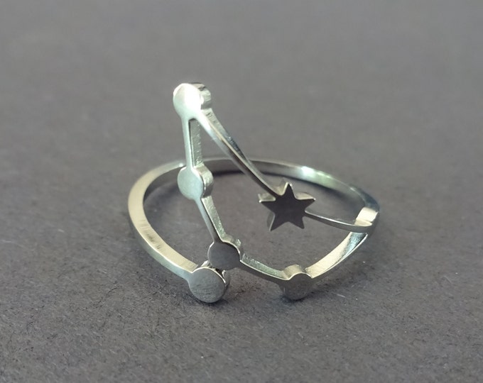 Stainless Steel Capricorn Ring, Adjustable Constellation Ring, Zodiac Ring, Astrology Horoscope Ring, Earth Element Zodiac, Dec 22–Jan 19