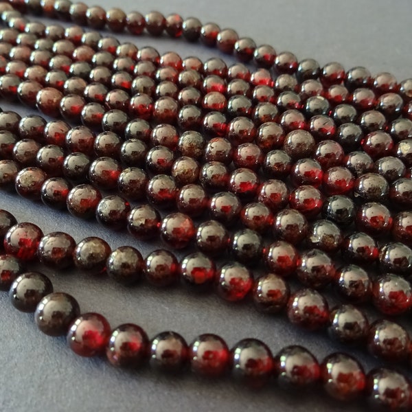 16 Inch Natural Garnet 4-6mm Ball Bead Strand, About 70 Purple Beads, Garnet Ball Bead, Drilled, Red Crystals, LIMITED SUPPLY, Hot Deal!