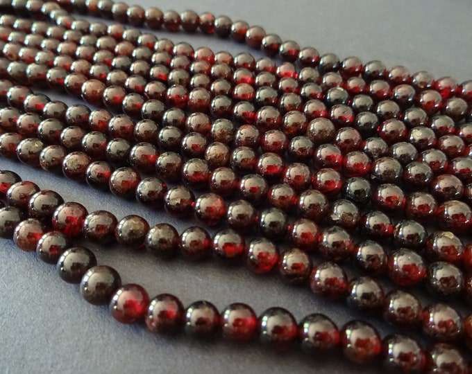 16 Inch Natural Garnet 4-6mm Ball Bead Strand, About 70 Purple Beads, Garnet Ball Bead, Drilled, Red Crystals, LIMITED SUPPLY, Hot Deal!