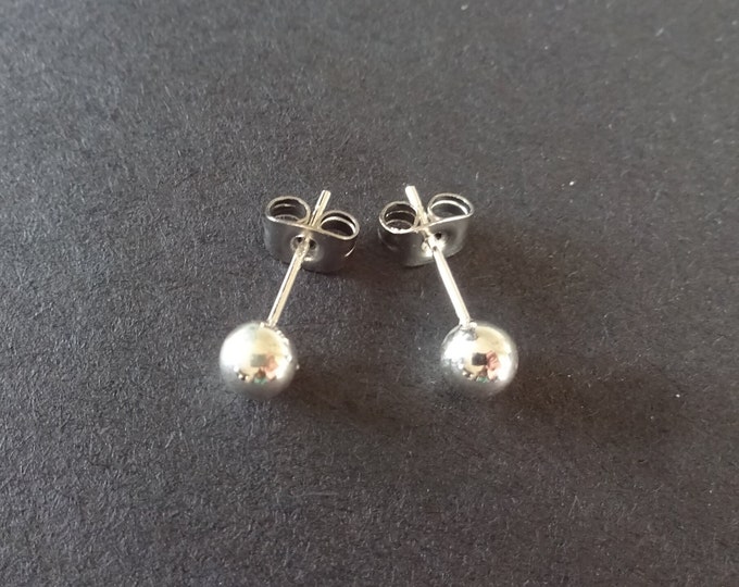 Sterling Silver Ball Stud Earrings, Hypoallergenic, 2MM, 3MM, 4MM, 5MM Ball Studs, Set Of Earrings, Classic Tiny Studs, 4 Size Choices!