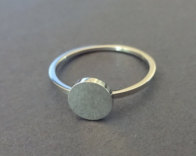 Stainless Steel Circle Ring, Silver Round Design, Sizes 6-10, Simple Geometric Ring, Circle Band, Shape Ring, Full Moon Ring, Metal Circle