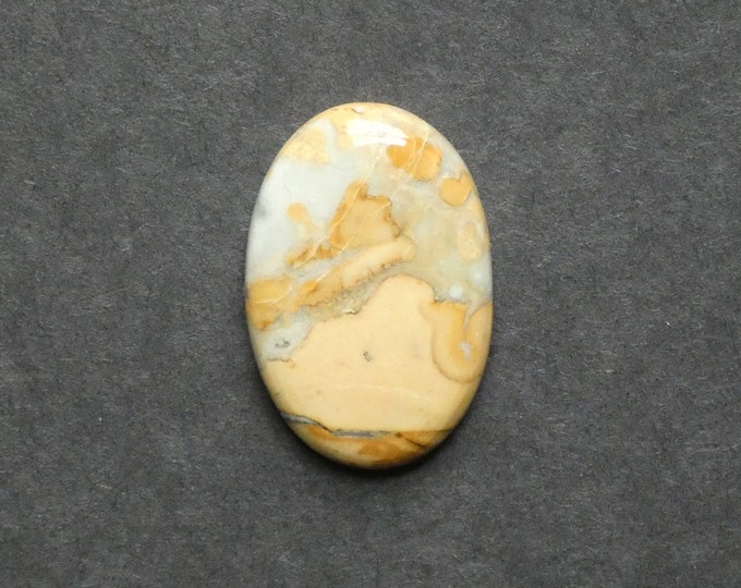 32x22x5mm Natural Brecciated Jasper Cabochon, Oval Cab, Yellow & White, One of a Kind, Only One Available, Unique Gemstone Cabochon