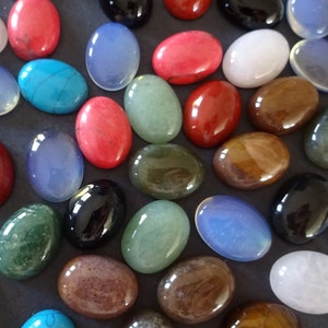 Set of 5 Oval Mixed Lot Gemstone Cabochons, 16x12x5mm, Oval Cabochon, Polished, Stone Cabochon, Natural Gemstone, Jasper, Quartz, Agate