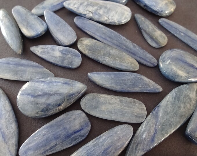 30-58mm Natural Kyanite Cabochon, Mixed Shape, Polished Stone, Blue Cabochon, Natural Stone, Deep Blue, Silvery Effect, Gemstone Jewelry