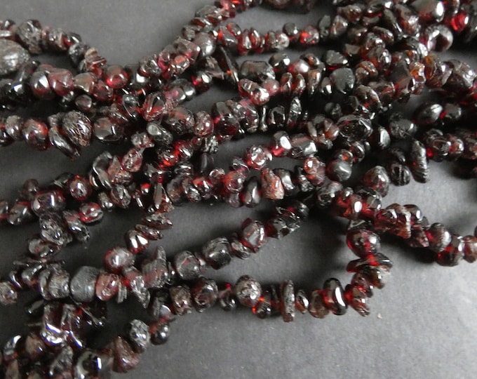 15 Inch 4-7mm Natural Garnet Chip Bead Strand, About 125 Garnet Nuggets, Natural Stone, Red Garnet Chip Beads, Gemstone Mineral Spacers