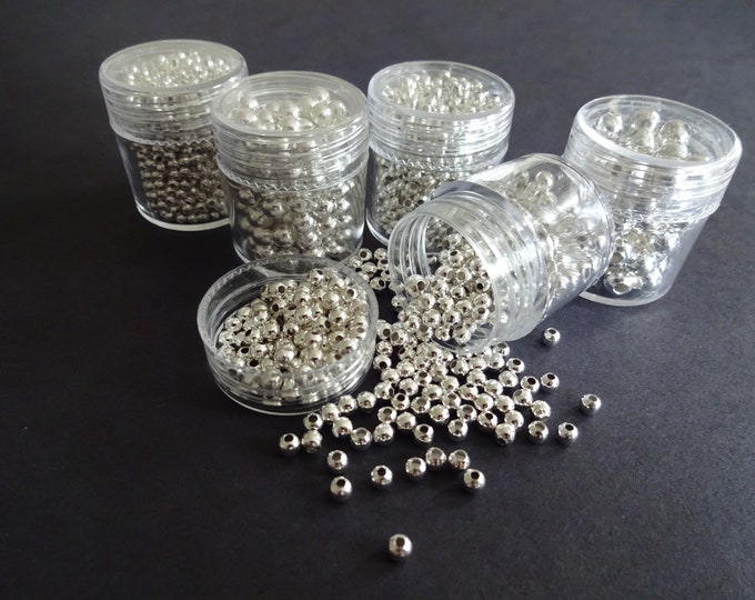 2,350+ Iron Ball Beads, 5 Sizes Included, Jewelry Set, 2-5mm, Metal Beads, Metallic Spacers, Round, Bead Kit, Silver Color, With Organizers