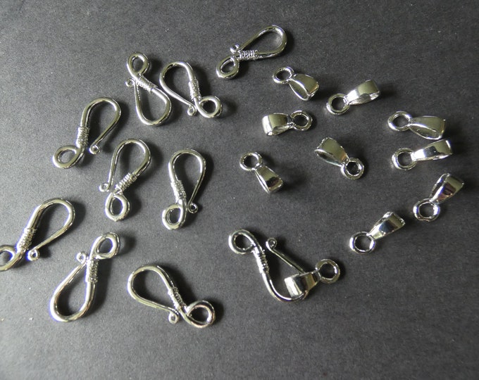 34x10mm Brass Hook & Eye Clasps, Silver Color, 4mm Hole, Jewelry Clasps, Metal Closure, Bracelet and Necklace Making Supply, Jewelry Finding