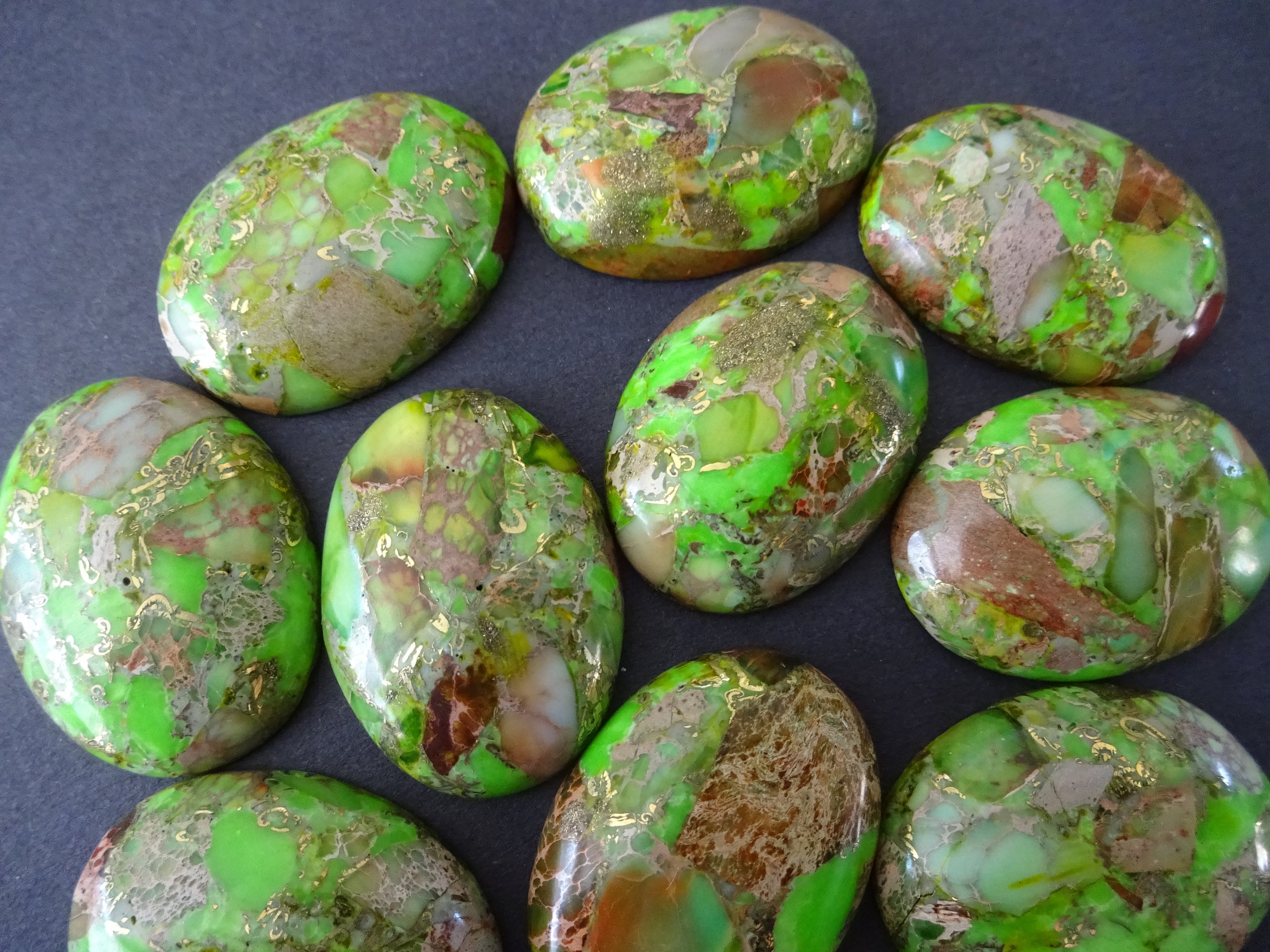 Green Fleck Stones Etsy