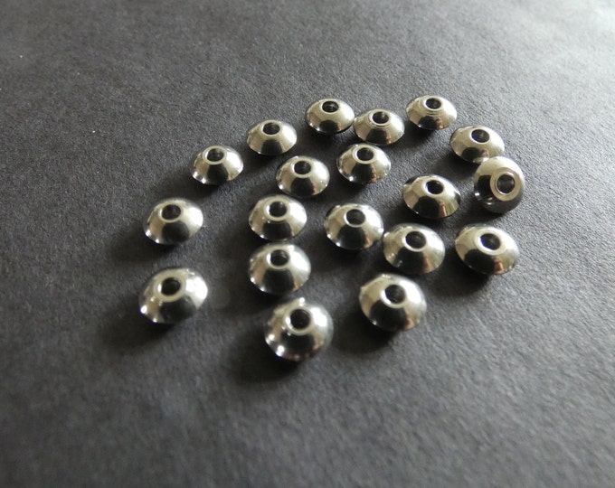 20 PACK 6x3mm 304 Stainless Steel Saucer Beads, Classic Silver Color, Round Metal Spacers, 2mm Hole, Steel Spacer Beads, Rondelle Spacers