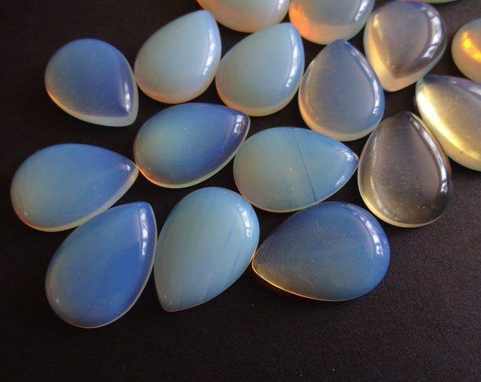 25x17mm Opalite Gemstone Cabochon, Teardrop Cabochon, Polished Gemstone, White & Clear Gem, Cool Stone, Translucent Stone, Semi Transparent