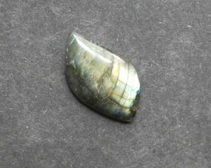 32x18mm Natural Labradorite Cabochon, Gemstone Cabochon, One of a Kind, Gray, Labradorite Leaf Cab, Only One Available, Opalescent Stone