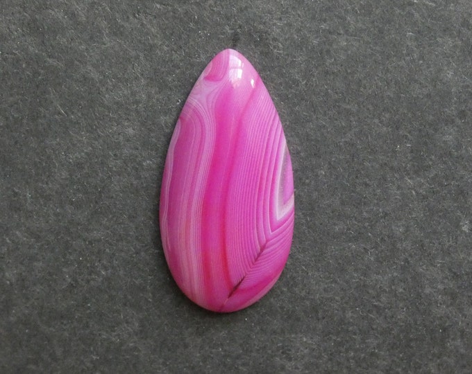 49x24mm Natural Striped Agate Cabochon, Large Teardrop, Pink, One of a Kind, Gemstone Cabochon, Only One Available, Banded Agate Cabochon