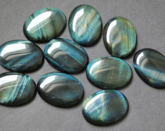 40x30mm Natural Tiger Eye Blue Dyed Gemstone Cabochon, Oval Cabochon, Polished Gem, Large Cabochon, Natural Gemstone, Natural Tiger's Eye