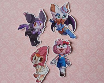 Sonic Girls Cosplay Stickers: Waterproof Vinyl Decals
